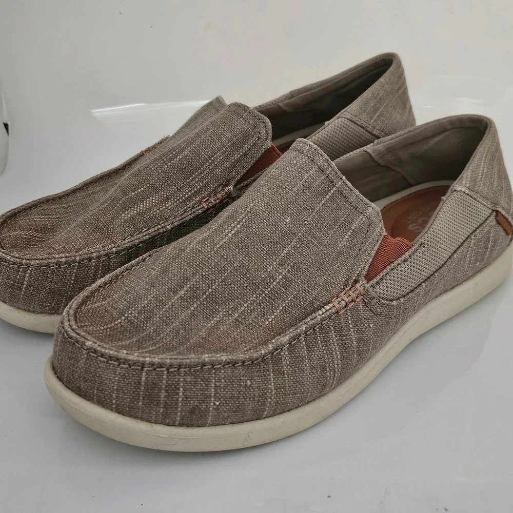 Crocs‎ Santa Cruz 2 Luxe Mens 10 Khaki Canvas Slip On Loafers 203975